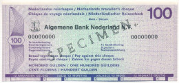 Hollandia DN "Általános Holland Bank" 100G "SPECIMEN" Utazási Csekk T:AU Jobb Szélen Hátoldalt Ragasztónyom  Netherlands - Zonder Classificatie