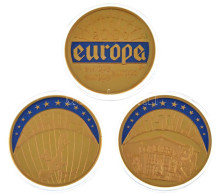 1998. "ECU / Deutschland" Aranyozott, Részben Színezett Emlékérem (42,5mm) + 1999. "ECU / Europa" Aranyozott, Részben Sz - Sin Clasificación