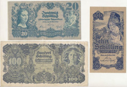 Ausztria 1945. 10Sch + 20Sch + 100Sch T:F,VG Austria 1945. 10 Schilling + 20 Schilling + 100 Schilling C:F,VG - Non Classificati