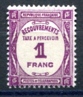RC 27290 FRANCE COTE 18€ N° 59 - 1 FRANC LILAS NEUF * MH TB CHARNIÈRE LÉGÈRE - 1859-1959 Neufs