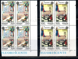 ITALIA REPUBBLICA ITALY 1981 EUROPA UNITA CEPT FOLCLORE SIENA MAROSTICA SERIE QUARTINA ANGOLO DI FOGLIO BLOCK MNH - 1981-90: Nieuw/plakker