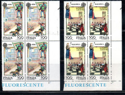 ITALIA REPUBBLICA ITALY 1981 EUROPA UNITA CEPT FOLCLORE SIENA MAROSTICA SERIE QUARTINA ANGOLO DI FOGLIO BLOCK MNH - 1981-90:  Nuovi