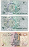 Egyiptom 1982-1984. 25P (2x) Sorszámkövetők + 50P T:UNC,AU Egypt 1982-1984. 25 Pounds (2x) Consecutive Serials + 50 Poun - Ohne Zuordnung