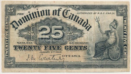 Kanada 1900. 25c Szign.: John Mortimer Courtney T:F,VG Kis Szakadás, Tűlyuk, Folt Canada 1900. 25 Cents Sign.: John Mort - Unclassified
