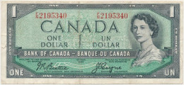 Kanada 1954. 1$ átalakított Haj. Szign: Beattie-Coyne T:F Kis Szakadás Canada 1954. 1 Dollar, Modified Hair Style. Sign: - Sin Clasificación