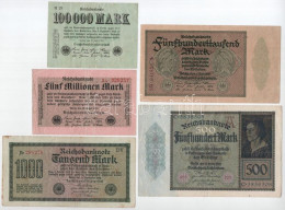 Németország / Weimari Köztársaság 1922-1923. 5db-os Bankjegytétel T:F,VG Közte Erős Papír Germany / Weimar Republic 1922 - Zonder Classificatie
