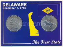 Amerikai Egyesült Államok 1999P 1/4$ Cu-Ni "Delaware" (2db) Karton Díszlapon T:UNC Patina USA 1999P 1/4$ Cu-Ni "Delaware - Non Classificati