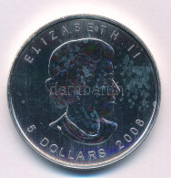 Kanada 2008. 5$ Ag "II. Erzsébet / Juharlevél" Kapszulában T:AU Patina, Karc Canada 2008. 5 Dollars Ag "Elizabeth II / M - Sin Clasificación