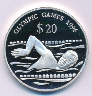 Tuvalu 1994. 20$ Ag "Nyári Olimpia, Atlanta - Úszás" Kapszulában T:PP Tuvalu 1994. 20 Dollars Ag "Summer Olympics, Atlan - Ohne Zuordnung