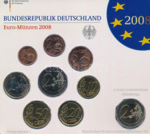 Németország 2008D 1c-2E (8xklf) + 2E "Hamburg" Forgalmi Szett Műanyag Tokban T:UNC Germany 2008D 1 Cent - 2 Euro (8xdiff - Non Classificati