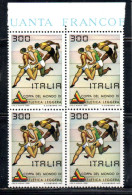 ITALIA REPUBBLICA ITALY REPUBLIC 1981 SPORT COPPA DEL MONDO DI ATLETICA LEGGERA QUARTINA BORDO DI FOGLIO BLOCK MNH - 1981-90: Nieuw/plakker