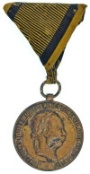 1873. "Hadiérem" Bronz Kitüntetés Mellszalagon T:XF,VF Patina, Viseltes Szalag Hungary 1873. "Military (War) Medal" Bron - Unclassified