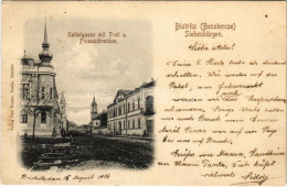 T2/T3 1906 Beszterce, Bistritz, Bistrita; Spitalgasse Mit Post U. Finanzdirektion / Kórház Utca, Posta és Pénzügyigazgat - Ohne Zuordnung