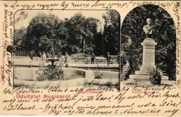 T2 1901 Buziás, Liget Részlet, Trefort Szobor. Kossak J. Kiadása / Park, Monument - Non Classés