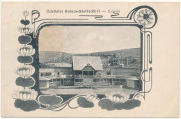 T3 1913 Kolozs, Kolozs-Sósfürdő, Kolozsfürdő, Cojocna; Uszoda / Spa, Swimming Pool. Art Nouveau, Floral (felületi Sérülé - Non Classés