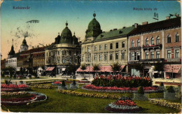 T3 1914 Kolozsvár, Cluj; Mátyás Király Tér, Erdélyi Bank, Drogéria, Gyógyszertár, Haraszthy üzlete. Gibbon Albert Kiadás - Non Classés