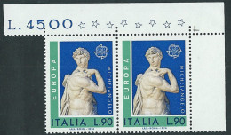 Italia 1974; EUROPA CEPT Lire 90 , Coppia Di Angolo Superiore. - 1971-80:  Nuovi