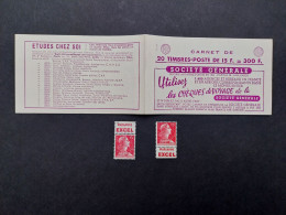 Carnet Muller Vide 1955 Série 1-57 / Timbre 20x15f Rouge Couverture 300f Sté Générale Pub Excel Hahn Excel Hahn C1011 - Anciens : 1906-1965