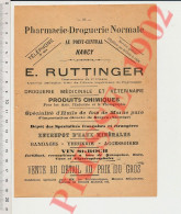 (en Mauvais état) 2 Vues Publicité 1902 Pharmacie Ruttinger Nancy Vin St-Roch Morue Bergen + Etrennes Concierge Humour - Zonder Classificatie