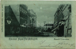 T2/T3 1899 (Vorläufer) Sepsiszentgyörgy, Sfantu Gheorghe; Kossuth Lajos Utca Este. Benkő M. Kiadása / Street At Night (f - Unclassified