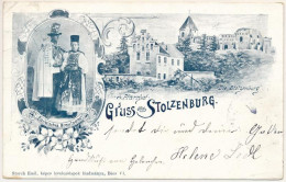 T2/T3 1899 (Vorläufer) Szelindek, Stolzenburg, Slimnic; Sächsisches Brautpaar, Ev. Pfarrhof, Die Stolzenburg / Szász Jeg - Non Classés
