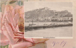 5400 KOBLENZ - EHRENBREITSTEIN, Schiffsbrücke, Dekorative Passepartout-Karte, Ca. 1900 - Koblenz