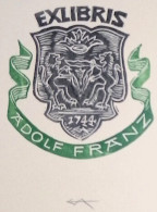 EX LIBRIS ERICH AULITZKY Per ADOLF FRANZ L27bis-F02 EXLIBRIS Opus 84 NERO + VERDE - Bookplates