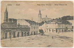 * T3/T4 1922 Zilah, Zalau; Piata Mihai Viteazul / Mihai Viteazul Tér, Nagy Árpád, Éder M. és Fia, Seres Lajos, Seres Sam - Zonder Classificatie