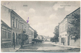 T2/T3 1918 Zilah, Zalau; Rákóczi Utca, Tigris Szálloda, Római Katolikus Elemi Iskola, üzletek. Seres Samu Kiadása / Stre - Unclassified