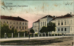 T2/T3 1909 Zilah, Zalau; Szikszay Park, Turul Emlék, Törvényszék / Park, Monument, Court (EK) - Non Classificati