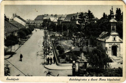 T3 1942 Érsekújvár, Nové Zámky; Széchenyi Utca, Szent Anna Kápolna, Benzinkút / Street, Chapel, Gas Station (EM) - Non Classés