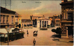 T2/T3 1908 Nyitra, Nitra; Kossuth Tér, Színház, Első Pilseni Sörcsarnok, Einzinger József üzlete. Huszár István Kiadása  - Unclassified