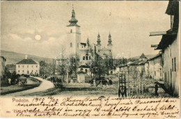 T2/T3 1905 Podolin, Podolínec (Szepes, Zips); Fő Tér, Templom. R. Schmidt Kiadása / Main Square, Church (EK) - Unclassified