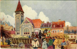 T3 1927 Pozsony, Pressburg, Bratislava; Református Templom A Köztársaság Téren, Piac / Calvinist Church, Market S: K. Ce - Zonder Classificatie