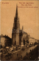 T2/T3 1907 Újvidék, Novi Sad; Római Katolikus Nagy Templom, Piac / Church, Market (EK) - Zonder Classificatie