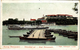 T2 1907 Újvidék, Novi Sad; Pétervárad Vára A Hajóhíddal, Gőzhajó / Petrovaradin Castle, Pontoon Bridge, Steamship - Unclassified