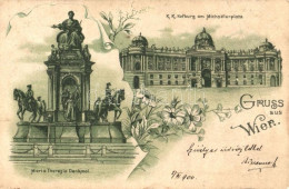 T3/T4 Vienna, Wien; K.k. Hofburg Am Michaelerplatz, Maria Theresia Denkmal / Castle, Statue. Floral, Litho (EB) - Ohne Zuordnung