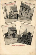 T2/T3 1908 Dolgesheim, Der Hohe Baum U. Spezereihandlg Von Jul. Eller I W We, Kriegerdenkmal, Pfarrhaus, Kirche / War Me - Zonder Classificatie