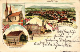 T2/T3 1906 Kenzingen, Haushaltungschule, Neue Kath. Kirche, Amtsgericht U. Evang. Kirche / School, New Catholic Church,  - Non Classés