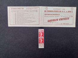 Carnet Muller Vide 1955 Série 7-56 / Timbre 20x15f Rouge Couverture 300f  Gueules Cassées Pub  Slavia C1011 - Oude : 1906-1965