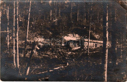 T2/T3 1918 Osztrák-magyar Erődítések Az Erdőben / WWI K.u.K. Military Camp In The Forest. Photo + "M. Kir. Pozsonyi 13.  - Ohne Zuordnung