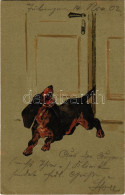 T2/T3 1902 Tacskó Kutya - Dombornyomott / Dachshund Dog - Embossed Litho (EK) - Unclassified