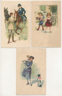 ** 3 Db RÉGI Olasz Művész Képeslap / 3 Pre-1945 Amag Italian Art Postcards: - Non Classés