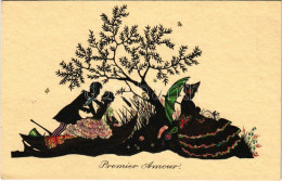 ** T2 Premier Amour / Romantic Silhouette Art Postcard With Couple, First Love. Primus W.L.B. No. 2103. - Unclassified