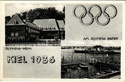 ** T2 1936 Kiel, Olympia-Heim, Am Olympia Hafen / 1936 Ummer Olympics, Sailing Boats On The Port - Ohne Zuordnung