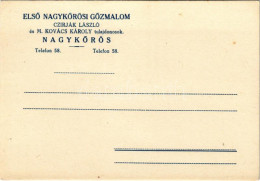 ** T2/T3 Nagykőrös, Első Nagykőrösi Gőzmalom Czirják László és M. Kovács Károly Tulajdonosok, Reklám / Hungarian Steam M - Sin Clasificación