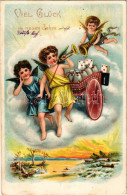 * T3 Viel Glück Im Neuen Jahre / New Year Greeting With Angels. Emb. Litho (Rb) - Sin Clasificación