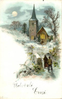 T3 Greeting Card, Lit Church During Wintertime, E.C. No. 110, Litho (EB) - Sin Clasificación