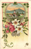 * T3 Floral Emb. Litho Greeting Card, Trademark 283. B. (EB) - Sin Clasificación