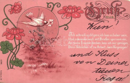 T3 1898 Love Greeting Card, Dove, Floral Litho (small Tear) - Non Classificati